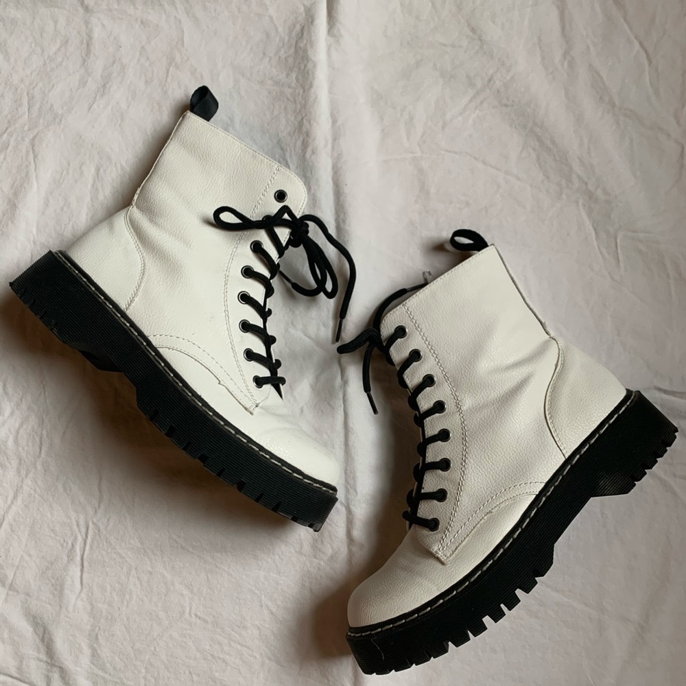 White Doc Style Combat Boots